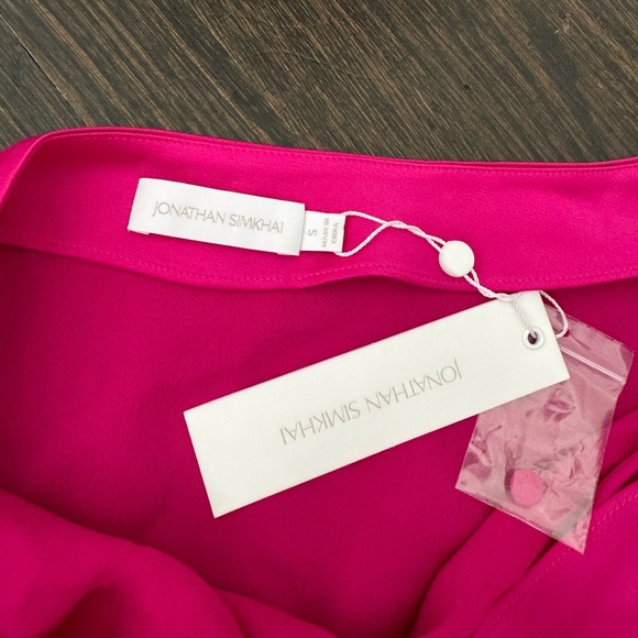 Jonathan Simkhai pink off the shoulder silk top size S - Picture 4 of 5
